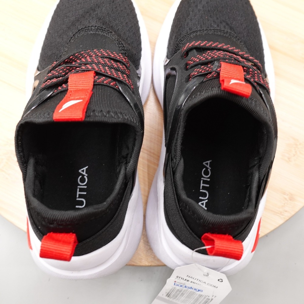 Nautica Shoes Kids 11 Black Red Lace Up Athletic Sneakers NWT - Picture 7 of 9